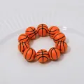 Elastic beaded napkin ring featuring ten orange basketball themed beads for table decor - Basketball (Z1294)