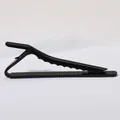Classic men's minimalist necktie clip in polished black alloy with spring mechanism - Wave Pattern Style / Black (T1052-BL)