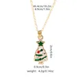 Golden Christmas tree pendant necklace with white enamel and colorful rhinestones - Christmas Tree White Enamel (A3008)