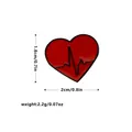 Rote Herz-Emaille-Anstecknadel mit EKG-Linie und präzisen Größenangaben - Rot