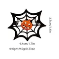 Halloween spider web and pumpkin brooch with measurements 3.7cm height and 4.4cm width - Black Spider Web Style / Black