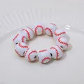 Rond de serviette en perles de bois avec motif baseball pour décoration de table - Baseball (Z1295-WH)