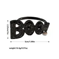Halloween black Boo! napkin ring with silver glitter and faux diamond accent - Black Boo Letters Style (Z1301)