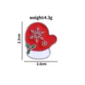 Christmas red mitten brooch pin with silver snowflakes and holly leaf detail in enamel - Red Glove Style (C2115-7)
