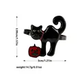 Halloween black cat and pumpkin napkin ring with metal enamel and green rhinestone eyes - Black Cat Pumpkin Style (Z1302)