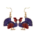 Thanksgiving turkey hook earrings with colorful red blue purple enamel finish - Red Blue Purple Style (F1486)
