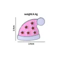 Pink enamel Christmas hat brooch pin with red stars and white trim on silver alloy - Pink Christmas Hat Style (C2115-12)