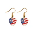 Golden heart-shaped drop earrings with American flag pattern for Independence Day - Flag Heart Style (F1467)