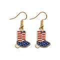 Cowboystiefel-Ohrringe zum Unabhängigkeitstag mit US-Flaggen-Emaille und Goldhaken - Flagge Cowboy-Stiefel Stil (F1469)
