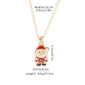 Christmas Santa Claus pendant necklace with red and white enamel in golden finish - Santa Claus (A3007)