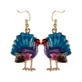Colorful turkey drop earrings with gold plating and enamel finish for Thanksgiving - Multicolor Combo Style (F1494)