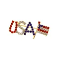 Golden USA flag brooch with red white and blue rhinestones for Independence Day - Flag USA Style (C2315)