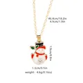 Collana dorata con ciondolo pupazzo di neve in smalto bianco, cappello rosso e strass - Pupazzo di Neve (A3012)