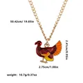 Enamel turkey pendant necklace in autumn gold with detailed dimensions and weight - Red Orange Turkey Style (A3026)
