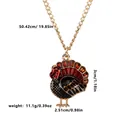 Thanksgiving turkey pendant necklace with red and brown enamel finish on a gold chain - Red Brown Turkey Style (A3029)