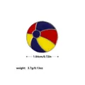 Pin deportivo de pelota de playa esmaltado en rojo, amarillo y azul, 1,84 cm de diámetro - Estilo Pelota de Playa (C2301)