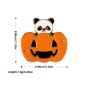 Halloween enamel pin featuring a cute panda in a pumpkin with size and weight specs - Panda Pumpkin (C2328-4)