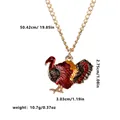 Golden turkey enamel necklace with colorful autumn feathers for Thanksgiving party - Autumn Glazed Turkey Style (A3031)