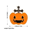 Halloween pumpkin enamel pin with black cross motif and precise size measurements - Cross Pumpkin (C2328-5)