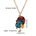 Colorful turkey pendant necklace for Thanksgiving with chain length and size dimensions - Red Blue Yellow Intertwined Style (A3032)