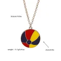 Collier de volley-ball doré avec pendentif en émail coloré et détails des mesures - Style Ballon de Plage