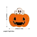 Halloween enamel pin with a ghost on an orange pumpkin, size 2.8x2.96cm at 7.6g - C2328-6