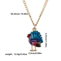 Colorful enamel turkey pendant necklace with gold chain for Thanksgiving party decorations - Rich Multicolor Turkey Style (A3035)