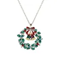 Collana a ghirlanda natalizia con strass colorati e campane d'oro su catena sottile - Stile Doppie Campane (A3043-5)