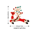 Running reindeer Christmas brooch in red enamel with colorful rhinestones on antlers - Elk Style (C2143)