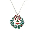 Collana ghirlanda di Natale con strass colorati e ciondolo mini albero in finitura argento - Stile Albero di Natale (A3043-6)