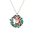 Collana a ghirlanda natalizia con ciondolo Babbo Natale e strass su catena argento - Stile Babbo Natale (A3043-8)