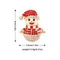 Sparkling snowman brooch pin with red rhinestones and Christmas hat details - Snowman Style (C2144)