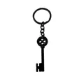 Detailed view of a black metal keychain featuring a button top and H-shaped key design - H-shaped Bit Button Key Keychain (D1419)