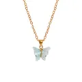 Golden butterfly necklace featuring light blue and white wings in a bohemian style - A3055-CB (Sky Blue Butterfly)