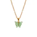 Bohemian gold chain necklace featuring a light green butterfly pendant in resin - A3055-LG (Light Green Butterfly)