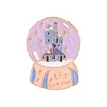 Detail of Let It Snow enamel pin featuring a winter castle inside a magic crystal ball - Snow Covered Cottage (C2347-6)