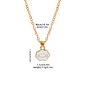 Cute white enamel cloud smiley face pendant necklace with a golden chain link - White