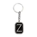Llavero hip hop letra Z con esmalte negro y pedrería brillante para hombres y mujeres - Letra Z