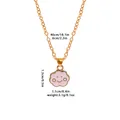 Cute pink cartoon cloud pendant necklace in gold alloy finish with 46cm chain - Pink
