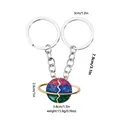 Planet heart-shaped couple keychain in purple and blue gradient enamel finish - Blue Green Red Gradient Sequin Style (D1389-2)