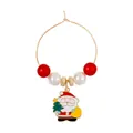 Close-up of a Christmas Santa charm wine glass ring with red and white pearls - Classic Santa Claus Pendant (Z1312-11)
