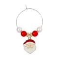 Detail of Christmas wine glass charm featuring Santa Claus pendant and festive beaded ring - Enamel Craft Santa Claus (Z1312-14)