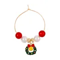 Christmas snowman wreath wine glass ring with red beads and festive green garland pendant - Christmas Wreath Bell Pendant (Z1312-15)