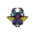 Colorful insect-shaped beetle enamel brooch made of alloy for bags and clothes accessories - Purple Blue Yellow Alien Beetle Shape (C2354-6)