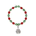Christmas beaded wine glass charms with festive red green beads and silver tree pendant - Red Green Beaded Christmas Tree Style (Z1310-1)