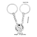 Set portachiavi Yin Yang Madre e Figlia in argento con cristalli e incisioni - Argento Madre Figlia(D1385-4-SI)