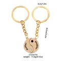 Portachiavi puzzle Yin-Yang dorato per madre e figlia con incisione e strass eleganti - Oro Madre Figlia(D1385-4-GO)