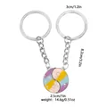 Portachiavi yin yang coordinati per coppie in rosa e blu, design a puzzle in metallo - Sfumatura Rosa(D1385-5)