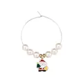 Christmas beaded wine glass ring with Santa Claus charm and white decorative pearls - Santa Claus Style (Z1311-4)