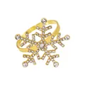 Macro shot of gold snowflake napkin ring with sparkling crystals for holiday table decor - Full Rhinestone Snowflake Style (Z1270) / Gold